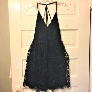 Hollister Sz S Navy Lace over Solid Halter Dress